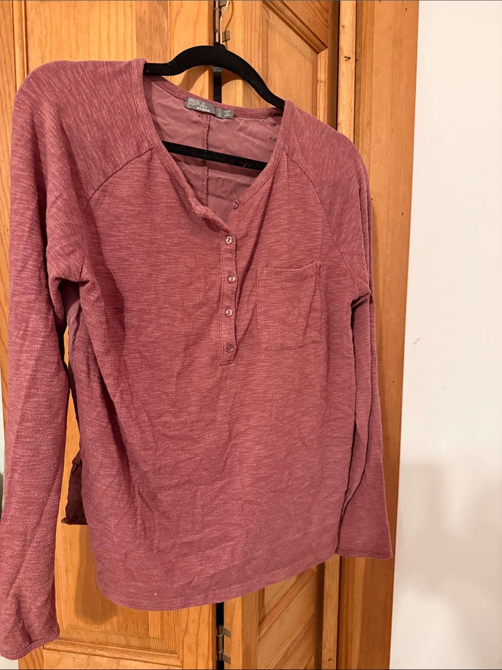 Prana Women's Long-Sleeve Henley in Dusty Rose
